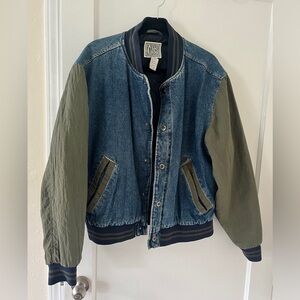 Vtg Canyon River Blues Denim and Olive Bomber Jacket Med